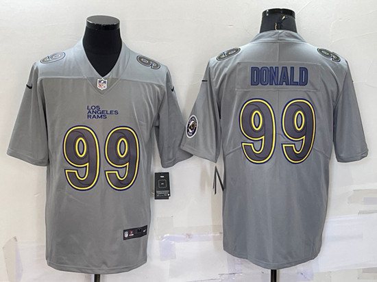 Men's Los Angeles Rams #99 Aaron Donald Gray With Patch Atmosphere Fashion Stitched Jersey